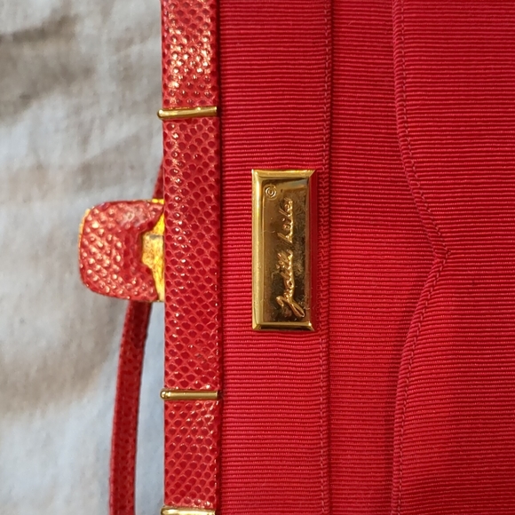 Judith Leiber Evening Bag in Red Karung Snakeskin with Pocket Mirror - Picture 8 of 10